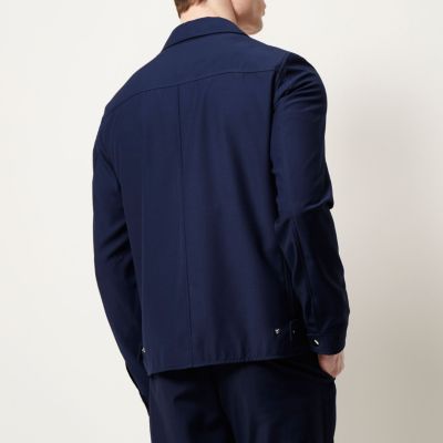 Blue zip-up harrington jacket